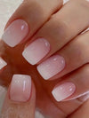 24-Pack Glossy Pink Medium Square Press-On Nails Full-Cover False Nails for Women