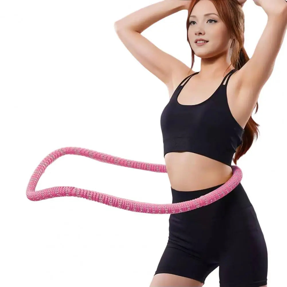 Soft Spring Fitness Hoop for Adults – 200 cm (78.7 in) Polyester-Covered Lightweight Portable Hula Hoop, Silent Waist & Core Trainer