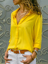 Women’s Chiffon V-Neck Blouse - Loose Long Sleeve Oversized Tunic Top for Office & Casual