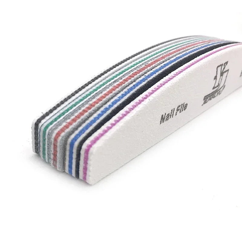 5-Pack Multi-Grit Nail Files 80/100/150/180/240 Grit Acrylic Manicure Buffers with Cuticle Remover, Mixed Colors - 7.0 in (17.8 cm)