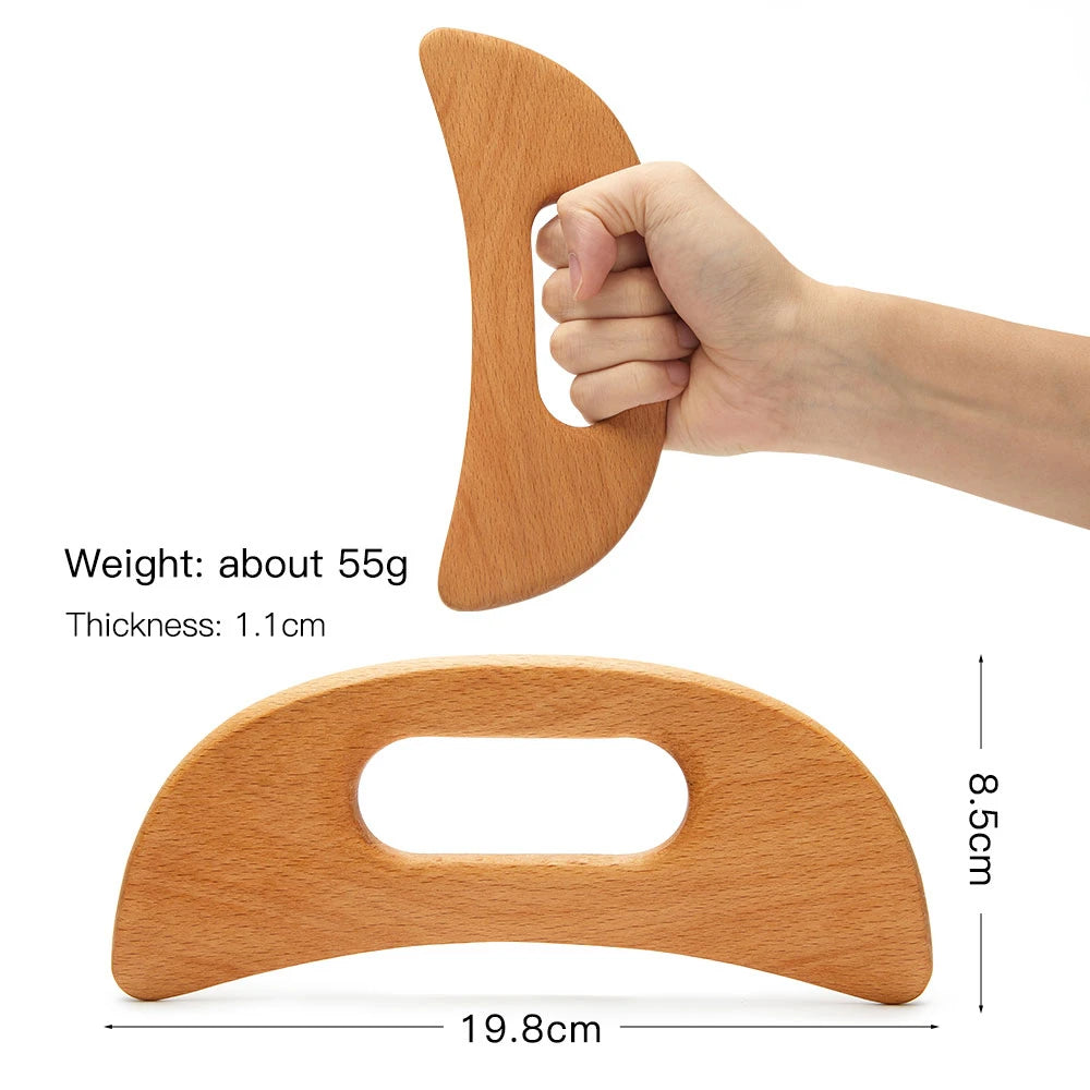 Wood Therapy Massage Roller and Gua Sha - Wooden Anti-Cellulite Slimming Massager for Body, Back & Feet