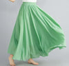 Women's Linen Cotton Ankle-Length Maxi Skirt Elastic Waist Pleated Boho Beach Vintage