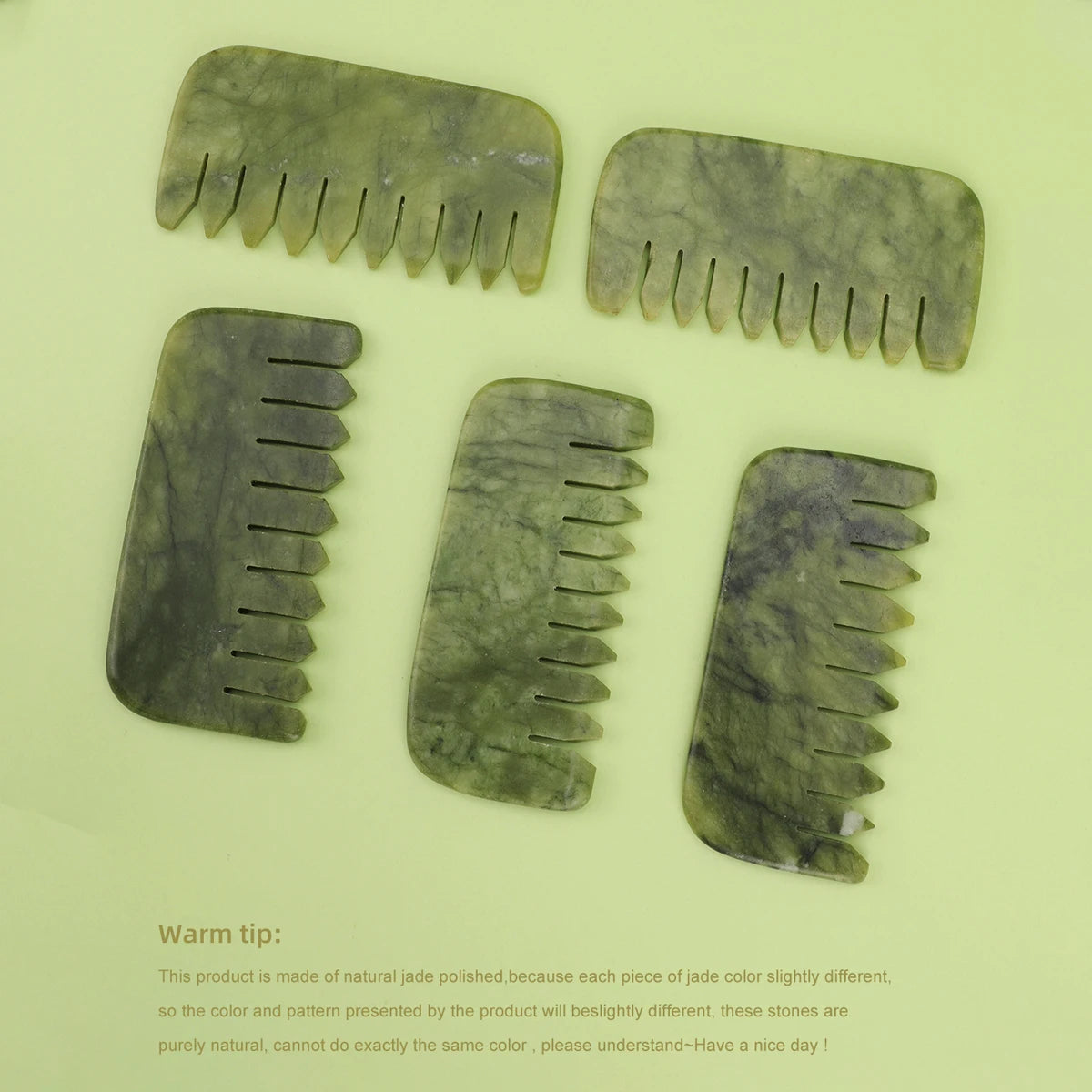 Natural Jade Massage Comb – Wide-Tooth Scalp & Face Gua Sha Tool for Meridian Therapy, Neck, Shoulder & Eye Massage