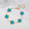 Adjustable Stainless Steel Five-Flower Clover Bracelet for Women Gold Rose Gold Silver