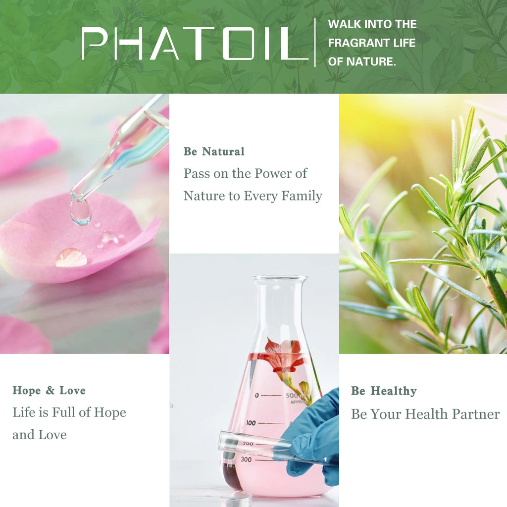 PHATOIL 100ml Pure Essential Oil – Lavender, Rose, Vanilla, Peppermint, Clove, Tea Tree, Ylang Ylang, Lemon Aromatherapy Diffuser Oil