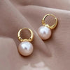 Imitation Pearl Hoop Earrings for Women, Minimalist Copper Hoops, Lightweight Wedding & Everyday Fashion