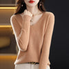 Women's V-Neck Knit Pullover Sweater — Long Sleeve Loose Fit Office Style