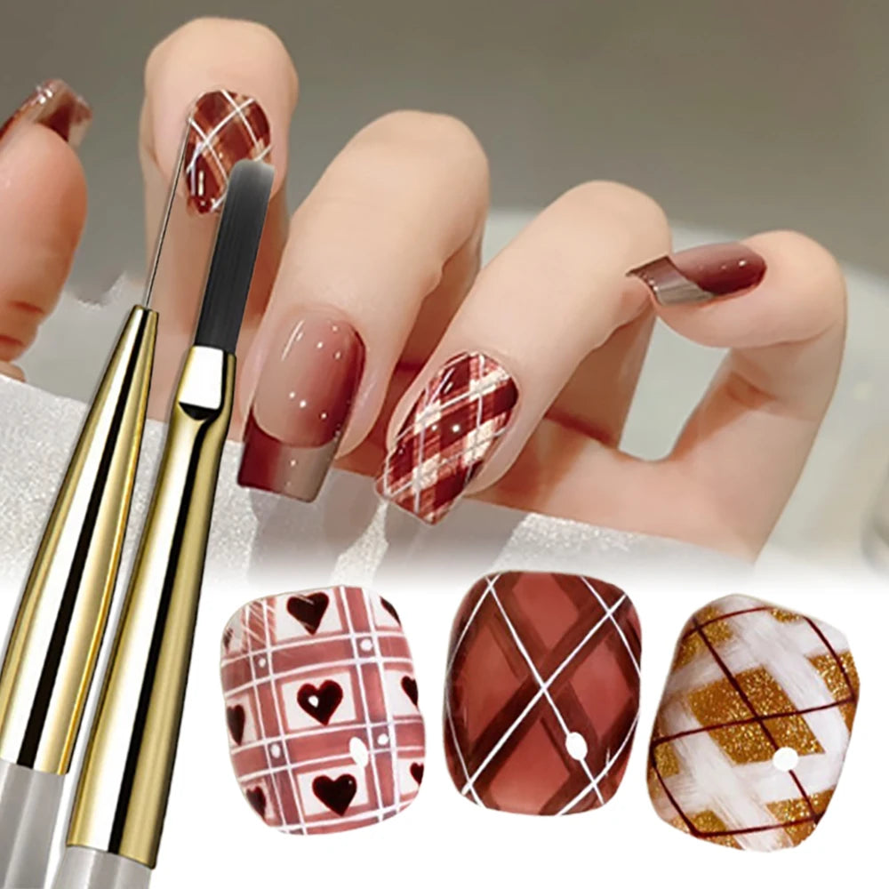 Plaid Nail Art Brush 0.5mm Fine Detail Brush for Tartan, Lines & Gel Acrylic Nails