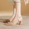 Women’s Pointed Toe Slingback Sandals – Square Mid Heel 5-8 cm (2.0-3.1 in), PU Platform Ankle Strap