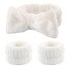 3-Piece Coral Fleece Makeup Headband & 2 Wrist Washbands Set - High Elastic Facial Headband, Multiple Colors