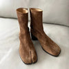 Women's Split-Toe Tabi Ankle Boots Faux Suede Chunky High Heels 6cm Winter Short Booties