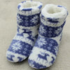 Women's Winter Faux Fur Slipper Boots — Fleece-Lined Elk & Snowflake Design, Non-Slip Indoor Home Shoes (25 cm / 9.8 in, EU 36-38 / US 5-7)