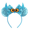 Sequin Snowflake Mouse Ear Headband with 5\" (12.7 cm) Bow – Kids & Adults Festival Party Cosplay Hairband