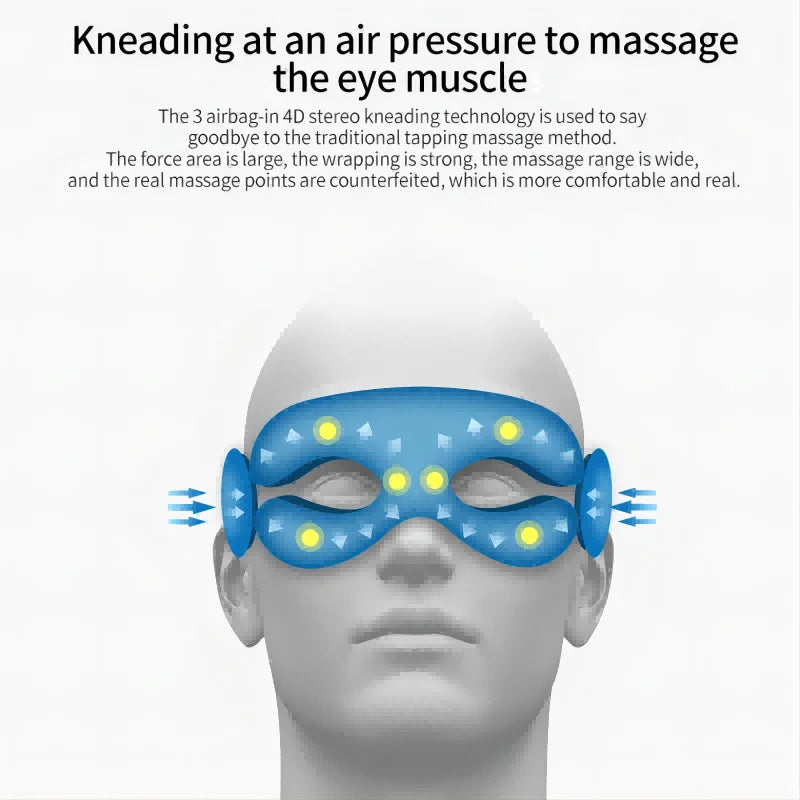 Foldable Heated Bluetooth Eye Massager with Airbag Compression, Music, Eye Care Mask for Eye Strain, Dry Eyes & Improved Sleep
