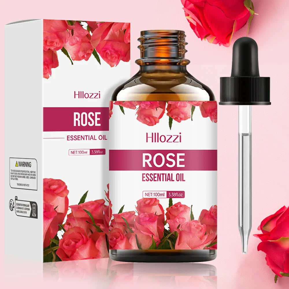 Rose Aromatherapy Essential Oil - Moisturizing Facial & Body Massage Oil with Long-Lasting Fragrance