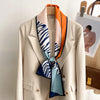 Women's Silk-Feel Printed Long Narrow Scarf 12 x 148 cm (4.7 x 58.3 in) - 50+ Colors | Headband & Shawl