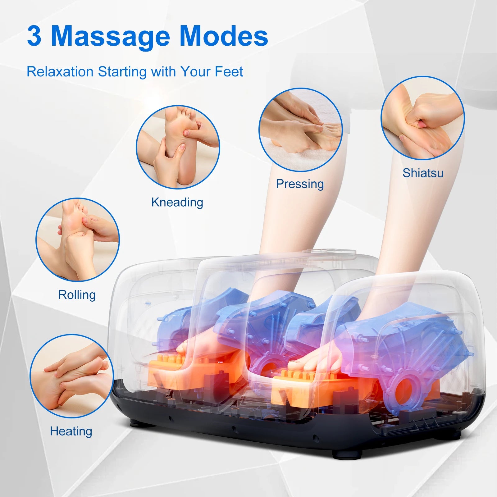 HIMOUTA Shiatsu Foot Massager with Heat – Deep Kneading & Rolling Foot and Calf Massager for Neuropathy Relief, Gift for Women & Men
