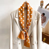 Women's Silk-Feel Printed Long Narrow Scarf 12 x 148 cm (4.7 x 58.3 in) - 50+ Colors | Headband & Shawl