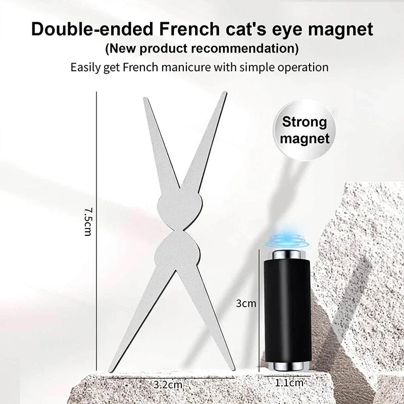 Y-Shaped Double-Head Cat Eye Nail Magnet 1/2-Pack French-Style DIY Magnetic Gel Polish Tool