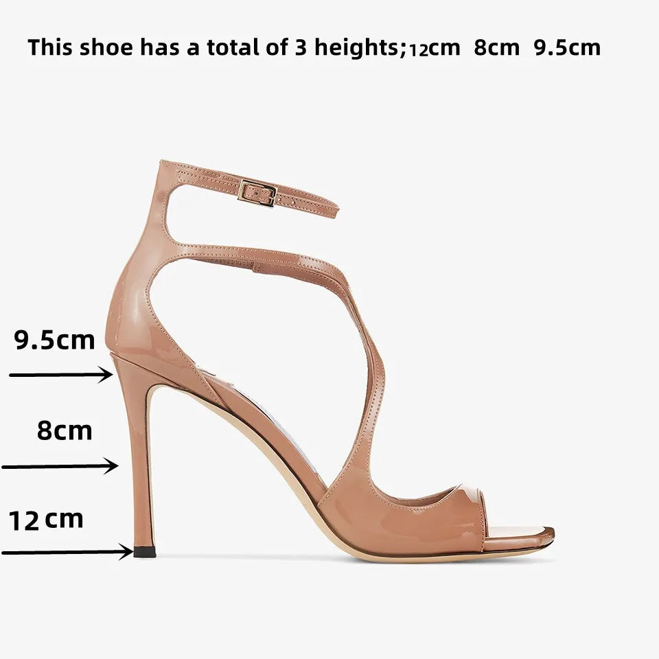 Women's Summer High Heel Open-Toe Sandals – Thin Heels Party Dance Shoes, EU 34–48 (8cm+ Heel)