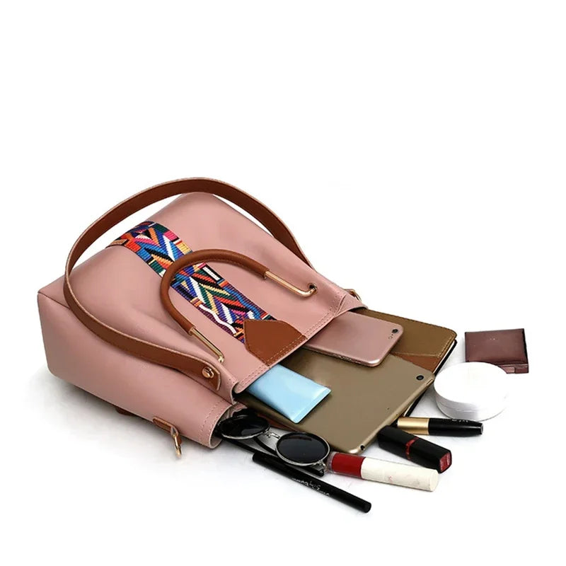 4-Piece Women's Handbag Set – Large Capacity Bucket Tote, Fashion Shoulder Bag, Wallet & Card Case
