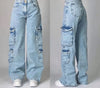 Women's Streetwear Washed Letter Print Baggy Wide-Leg Jeans – Harajuku Hip-Hop Gothic Style