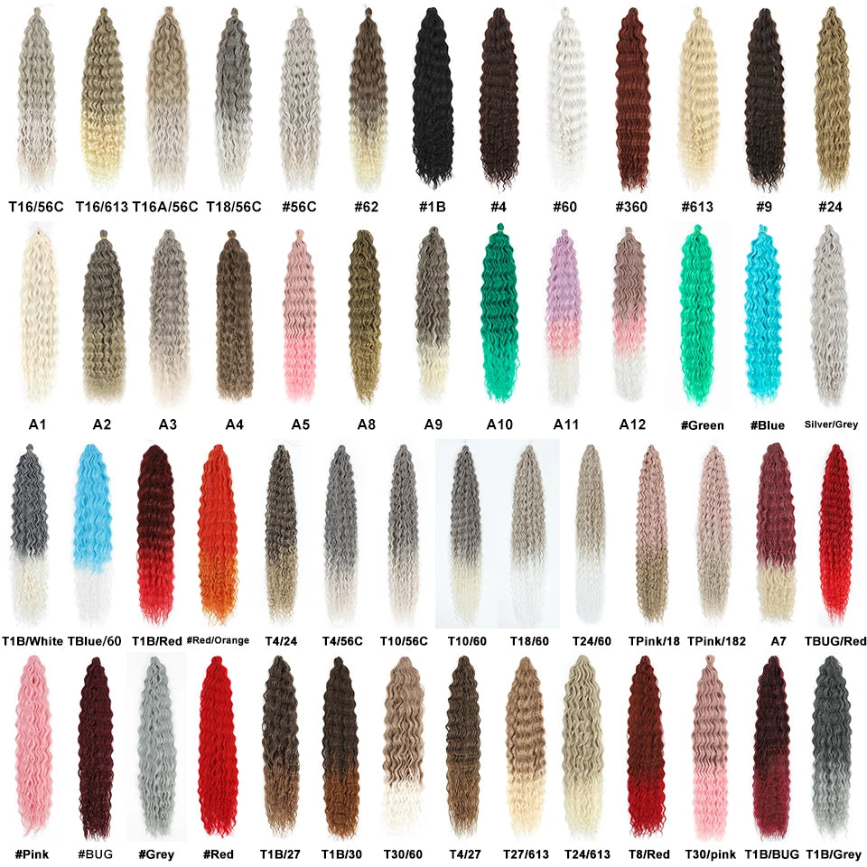 Ariel Water Wave Twist Crochet Braids – Ombre Synthetic Deep Wave Hair Extensions, 22 Inch (55 cm)