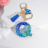 Acrylic Alphabet (A-Z) Tassel Keychain with Crystal Butterfly Charm - Fashion Key Ring Gift for Women