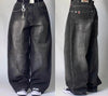Women's Streetwear Washed Letter Print Baggy Wide-Leg Jeans – Harajuku Hip-Hop Gothic Style