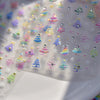 Gold Snowflake & Snowman 3D Self-Adhesive Christmas Nail Stickers with Rhinestones, 10.3 x 8 cm (4.06 x 3.15 in) Sheet