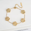 Adjustable Stainless Steel Five-Flower Clover Bracelet for Women Gold Rose Gold Silver