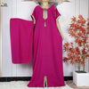 Muslim Women's Summer Cotton Dashiki Abaya - Short Sleeve Tassel Caftan Maxi Dress with Headscarf
