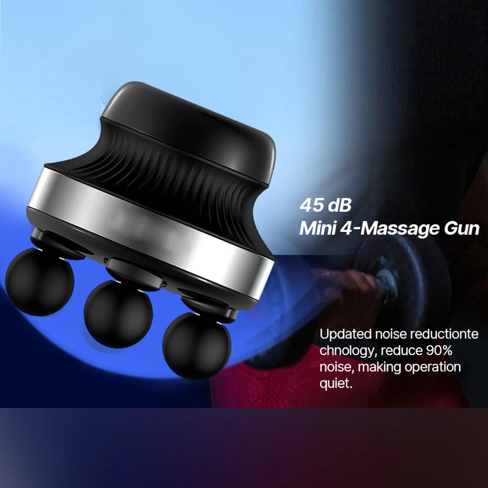 4-Head Deep Tissue Massage Gun – Electric Fascia Gun with High-Frequency Vibration, 5 Intensity Levels & 2900mAh Battery