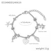 316L Stainless Steel Heart Charm Bracelet for Women 18K Gold Plated with Shining Zircon Pendant