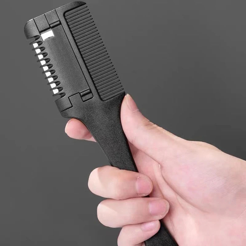 Thinning Razor Comb with Black Handle - Hair Cutting & Trimming Tool with Replaceable Blade for Salon & Home