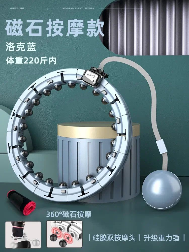 Smart Magnetic Massage Hula Hoop with LED Counter – Detachable Adjustable Weighted Fitness Hoop for Waist Slimming (Purple/Blue)