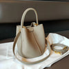 Lavender Purple Round Bucket Tote Small Genuine Cowhide Leather Shoulder & Crossbody Bag for Women