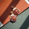 Handmade Polymer Clay Floral Wreath Earrings Set – Multicolor Christmas Holiday Studs