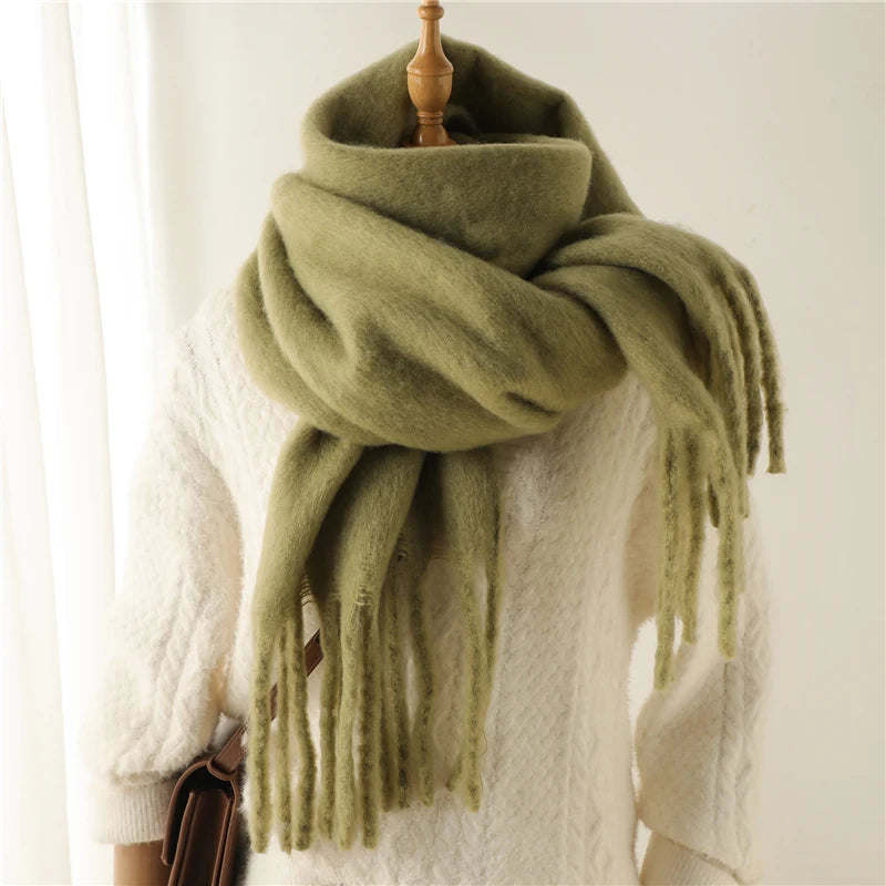 Cashmere-Feel Oversized Tassel Pashmina Shawl – 240 x 38 cm (94 x 15 in) Warm Winter Scarf for Women