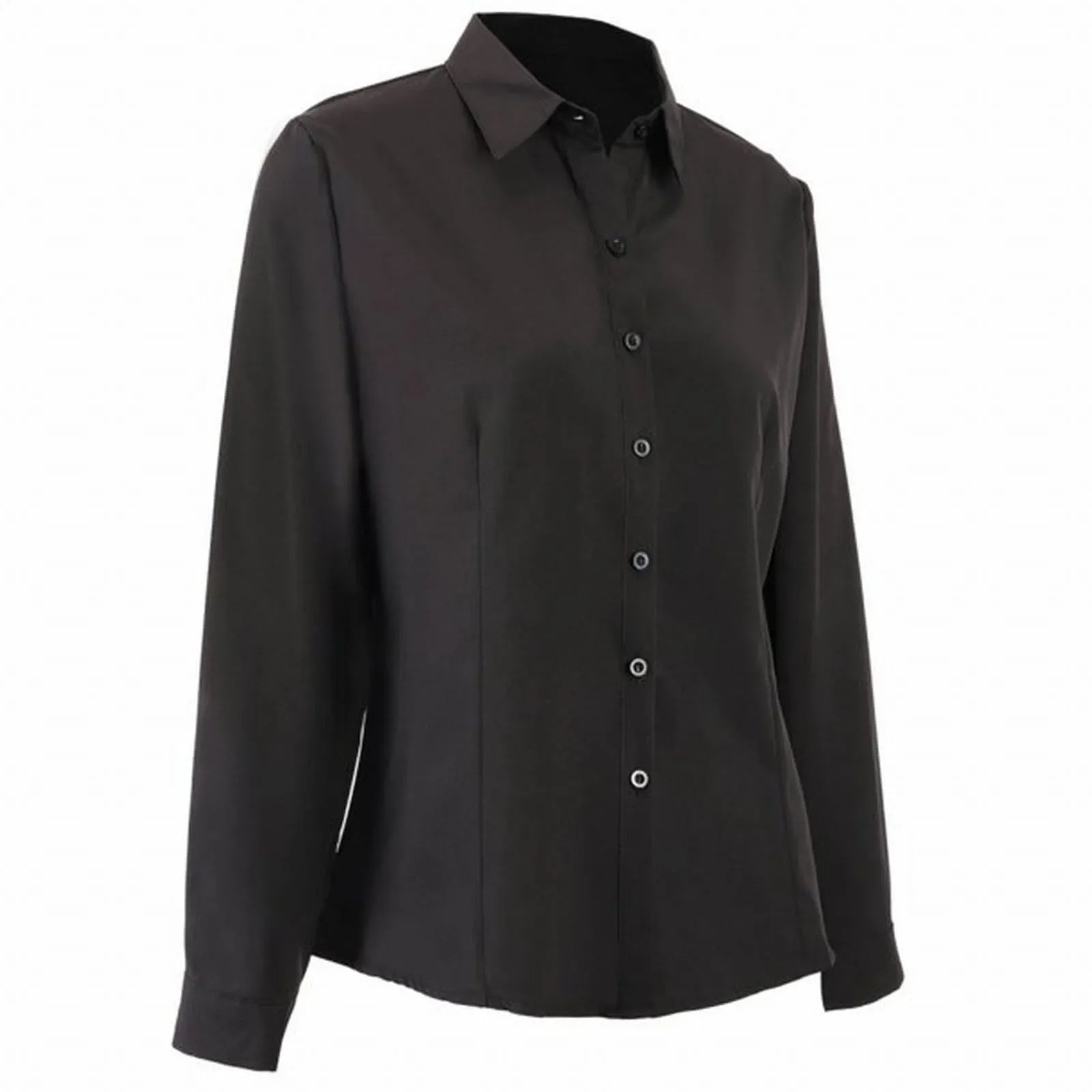 Women's Long Sleeve Button-Up Blouse – Slim Fit Chiffon Office Shirt (White, Sky Blue, Black)