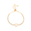 Adjustable 18K Gold-Plated Bracelet with Square Zircon and Rhinestones, Heart Chain for Women