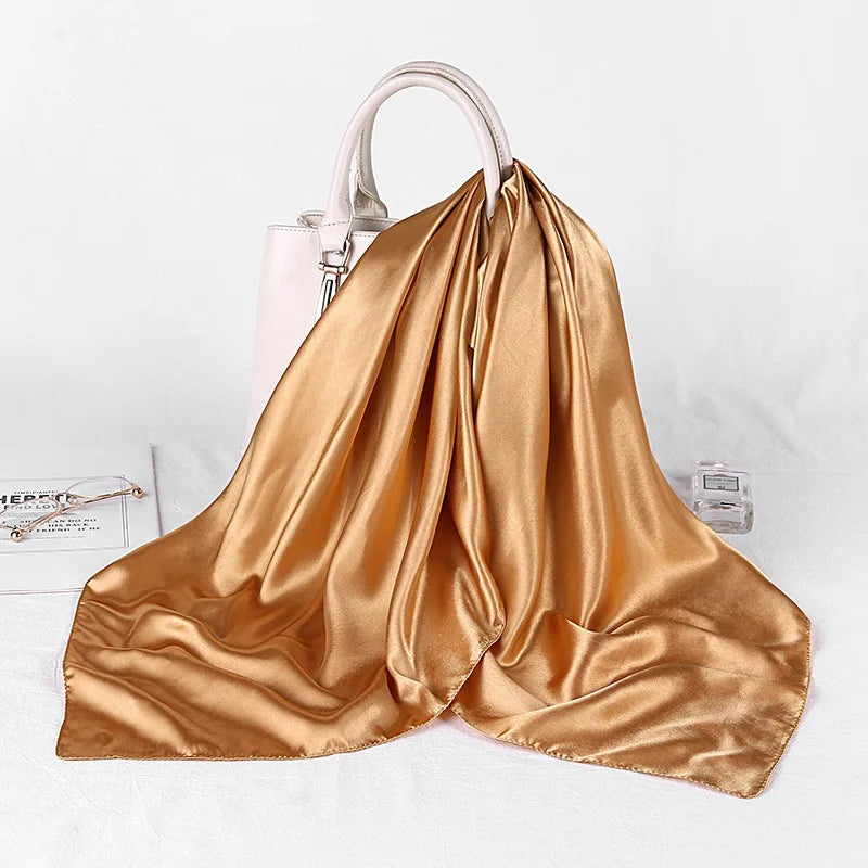35.4 x 35.4 in (90 x 90 cm) Satin Square Scarf – Women's Polyester Hijab, Headscarf, Shawl & Bandanna