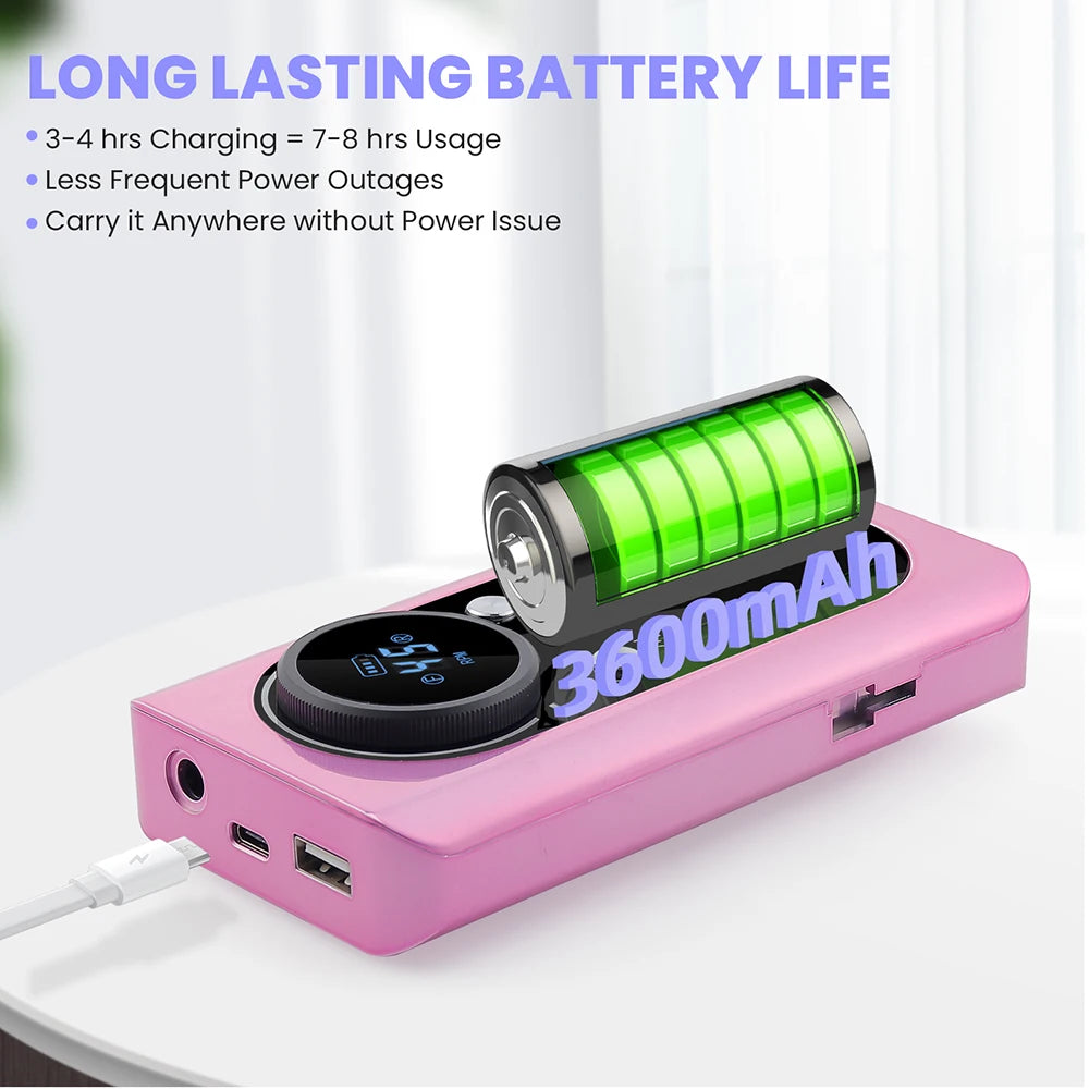 Rechargeable 45000RPM Portable Nail Drill Kit – Wireless Manicure & Pedicure Grinder with 6 Bits and 6 Sanding Bands