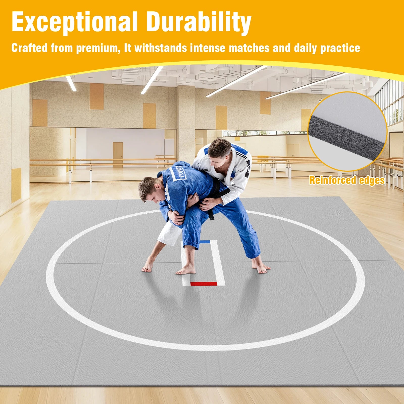 3m x 3m (10ft x 10ft) 30mm (1.18in) Non-Slip Wrestling Mat - Wear-Resistant Jiu Jitsu & Grappling Training Mat