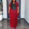 Plus Size Up to 5XL Vintage Indie Folk Patchwork Maxi Dress - V-Neck Batwing Sleeve Summer Sundress