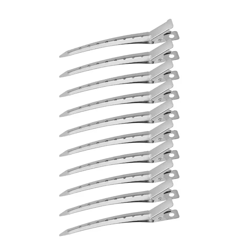 10-Pack No‑Bend Toothless Tip Hair Clips – Salon Non‑Crease Metal Hairpins for Styling & Makeup (Silver)