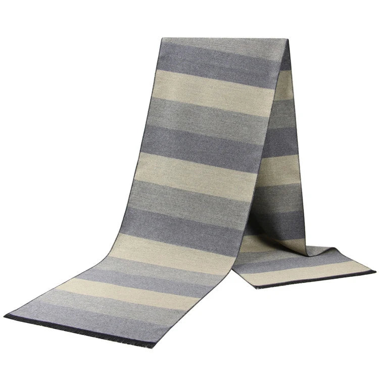 Men's Cashmere-Feel Scarf 180 x 31 cm (71 x 12 in) Plaid Stripe Pashmina Shawl Warm Winter