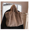 IMYOK Faux Fur Plush Shoulder & Crossbody Tote Bag — Soft Women's Casual Fashion Handbag (Small & Large)