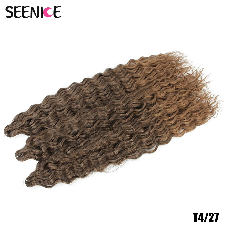 Ariel Water Wave Twist Crochet Braids – Ombre Synthetic Deep Wave Hair Extensions, 22 Inch (55 cm)