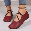 Women's Round Toe PU Leather Loafers – Narrow Band Slip-On Flats, Vintage Casual Dress Shoes